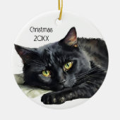 Décoration En Céramique Chat noir aquarelle blanc (Devant)