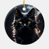 Décoration En Céramique Chat noir dans un brouillard de fumée Mystifié (Dos)