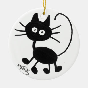 Décoration En Céramique Chat noir de bande dessinée
