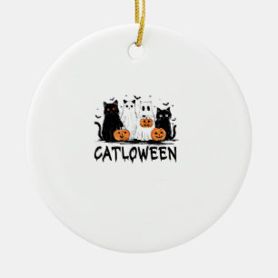 Décoration En Céramique Chat noir drôle de Catloween fantôme d'Halloween C