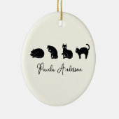 Décoration En Céramique Chat noir drôle mignon personnalisable (Droite)