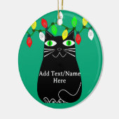 Décoration En Céramique Chat noir gras avec yeux verts Texte personnalisé  (Gauche)