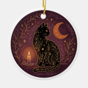Décoration En Céramique Chat noir mystique céleste sorcière Halloween goth