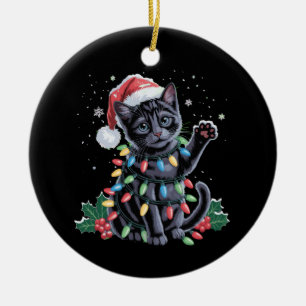 Décoration En Céramique Chat noir Noël Chapeau de Noël Meowy Noël
