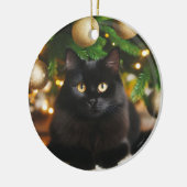Décoration En Céramique Chat noir personnalisé devant l'arbre de Noël (Gauche)