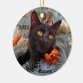 Décoration En Céramique Chat noir personnalisé jouant dans l'arbre de Noël (Gauche)