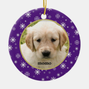 Décoration En Céramique Chat ou chien d'animal de compagnie pourpre et bl