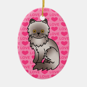 Décoration En Céramique Chat persan lilas amour