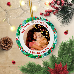 Décoration En Céramique Chat Pet First Christmas Photo Mare Wartecolor