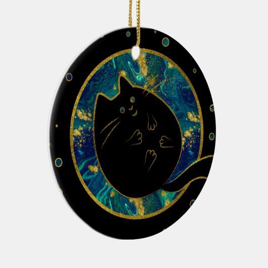 Décoration En Céramique Chat potelé noir drôle (Droite)