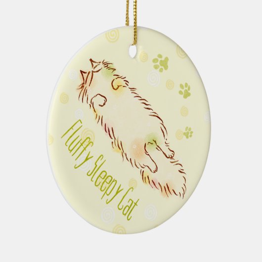 Décoration En Céramique Chat somnolent pelucheux (Droite)