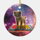 Décoration En Céramique Chat sur synthétiseurs dans l'espace (Devant)