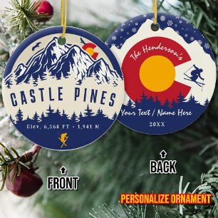 Décoration En Céramique Château Pines Colorado Drapeau Montagne Ski Souven