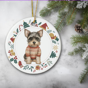 Décoration En Céramique Chateau Schnauzer en hiver Sweat Noël