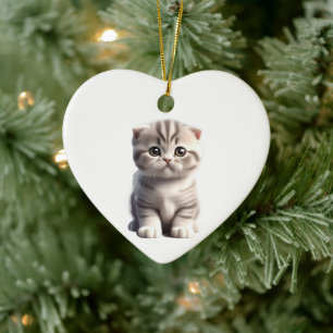 Décoration En Céramique Chaton plié écossais personnalisé