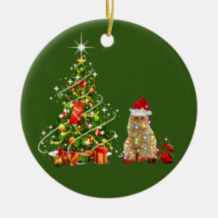 Décoration En Céramique Chats Avec Casquette Scaft Noël