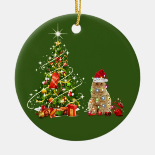 Décoration En Céramique Chats Avec Casquette Scaft Noël (Devant)