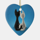 Décoration En Céramique Chats d'amour noirs et blancs (Droite)