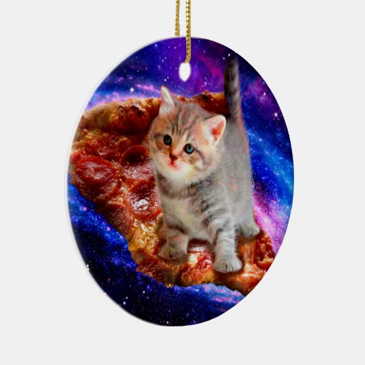 Décoration En Céramique Chats dans la pizza spatiale (Droite)