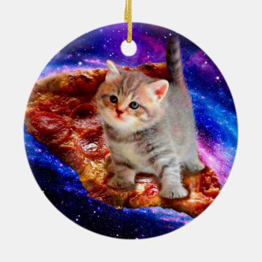 Décoration En Céramique Chats dans la pizza spatiale (Dos)