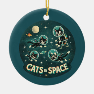 Décoration En Céramique Chats dans l'espace UFO humour drôle chaton
