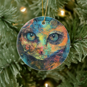 Décoration En Céramique Chats d'aquarelle Boho - Earthy Feline Art (10)