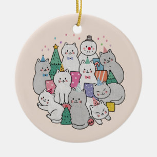 Décoration En Céramique Chats de Noël