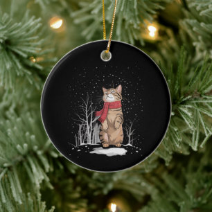 Décoration En Céramique Chats de Noël Meowy Cadeau drôle de chaton enneigé