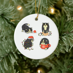 Décoration En Céramique Chats de Noël mignons et amusants