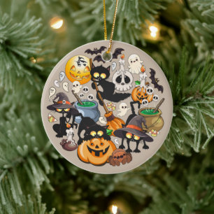 Décoration En Céramique Chats drôles de Halloween Fête