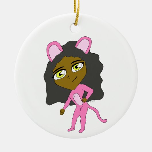 Décoration En Céramique chatte rose (Devant)