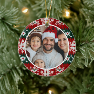 Décoration En Céramique Chaud de Noël moche Rouge et vert