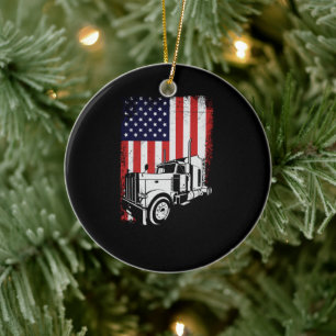 Décoration En Céramique Chauffeur de camion American Flag Trucker cadeau