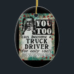 Décoration En Céramique Chauffeur de camion - Funky Vintage Retro<br><div class="desc">Conducteur de camion Annonce vintage en turquoise,  aqua,  rouge et noir. Arty,  drôle,  coloré et amusant,  il fait un grand cadeau et apportera sûrement des sourires et des rires au destinataire.</div>