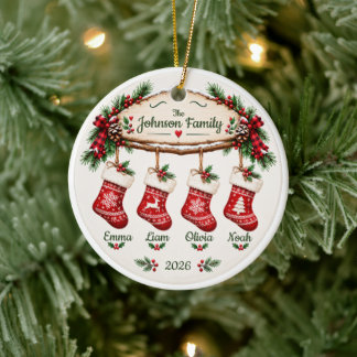 Décoration En Céramique Chaussette de Noël personnalisée pour la famille
