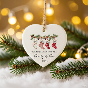 Décoration En Céramique Chaussettes de Noël en famille de quatre
