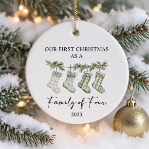 Décoration En Céramique Chaussettes de Noël en famille de quatre