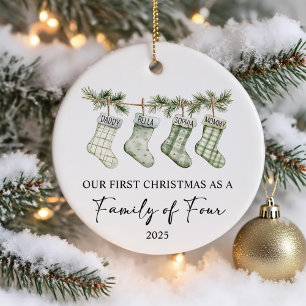Décoration En Céramique Chaussettes de Noël en famille de quatre