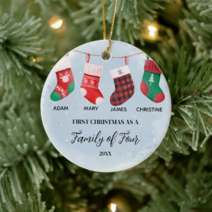 Décoration En Céramique Chaussettes Ornament Noël en famille de quatre