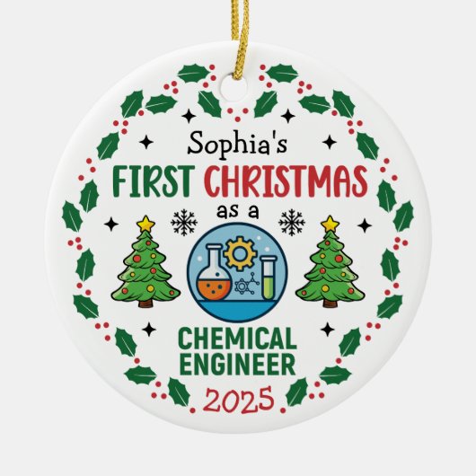 Décoration En Céramique Chemical Engineer First Christmas Personalized (Devant)