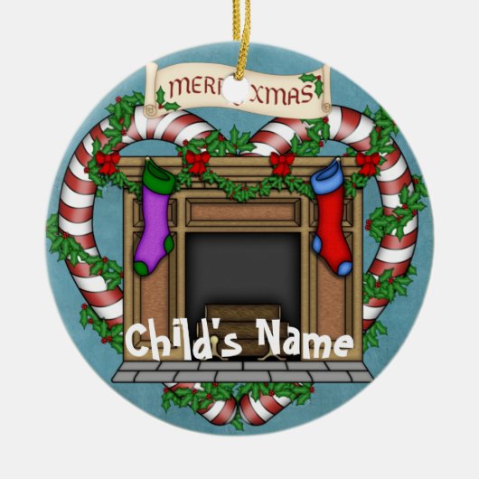 Décoration En Céramique Cheminée de Noël (Devant)