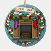 Décoration En Céramique Cheminée de Noël (Dos)