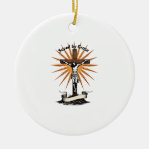 Décoration En Céramique Chemise chrétienne gravure vintage croix Jésus