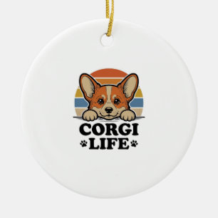 Décoration En Céramique Chemise Corgi Life Gravure Vintage Art Amoureux de