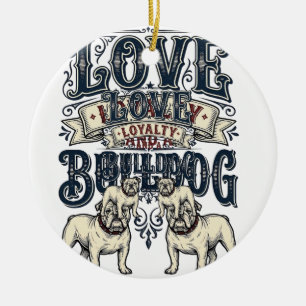 Décoration En Céramique Chemise d'amour Bulldog Gravure vintage Citation d
