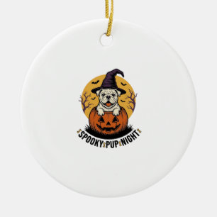 Décoration En Céramique Chemise de bouledogue Halloween avec chien citroui