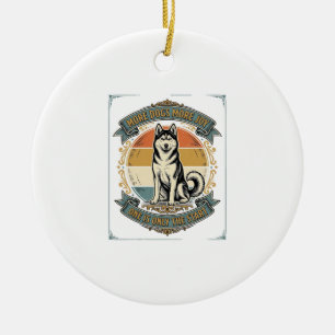 Décoration En Céramique Chemise de chien Husky Gravure vintage Un chien de