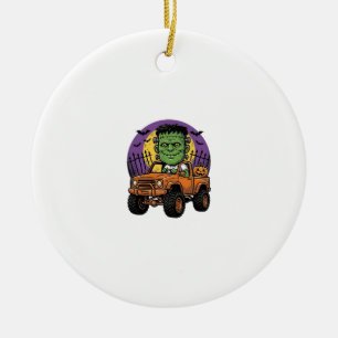 Décoration En Céramique Chemise de citrouille de camion monstre Halloween