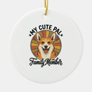 Décoration En Céramique Chemise de famille Corgi Design vintage pour amour
