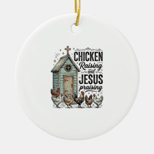 Décoration En Céramique Chemise de ferme vintage louant Jésus et élevant d